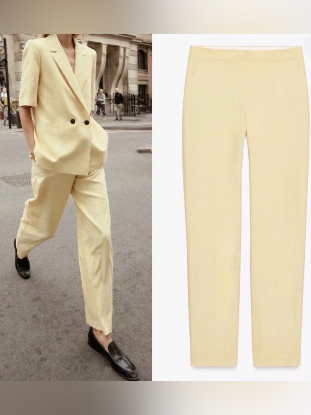 Zara Pale Cream Straight-Leg Trousers - Picture 3 of 3